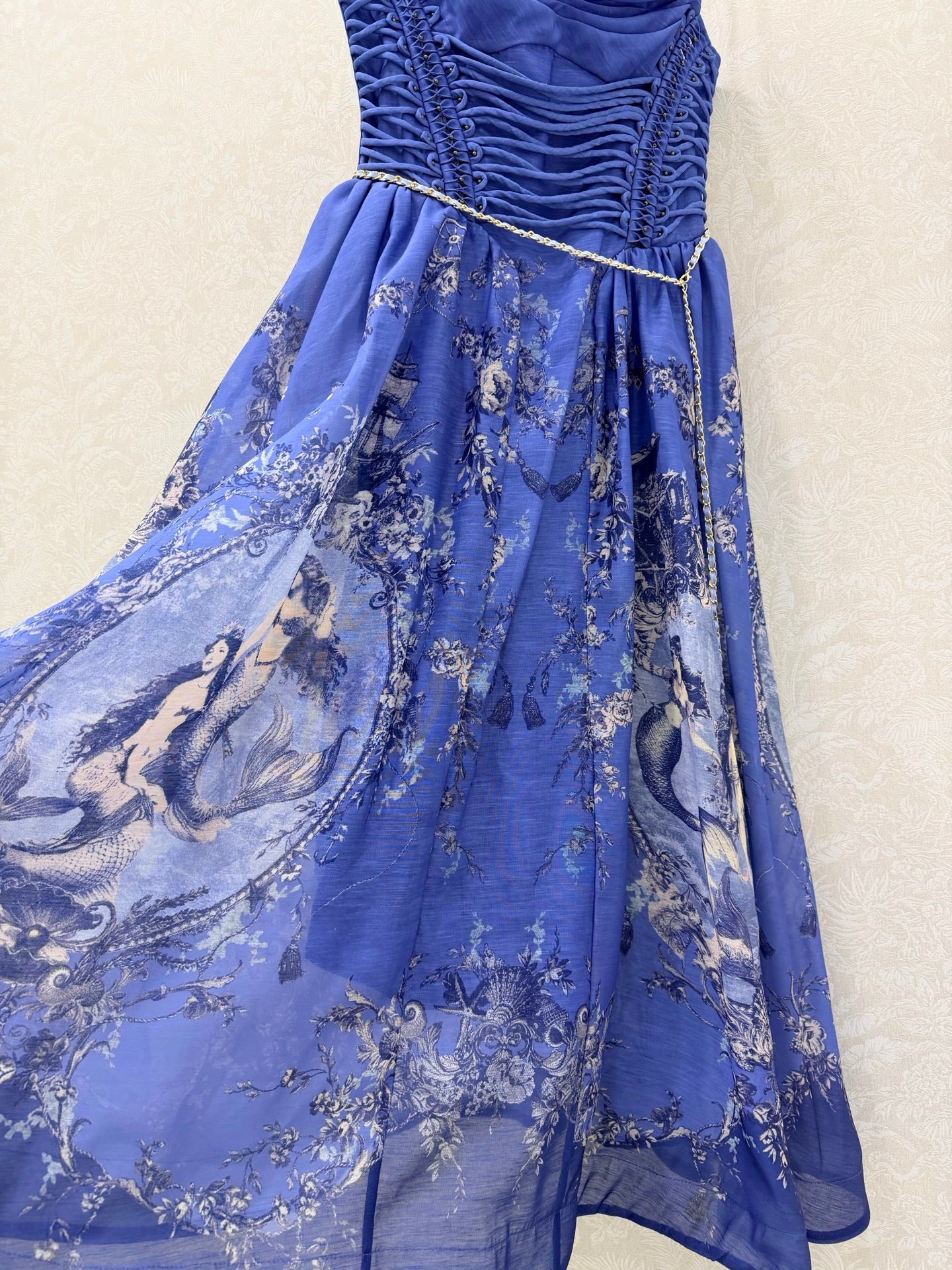 Zimmermann Polly Dress Blue Mermaid Cotton 347240