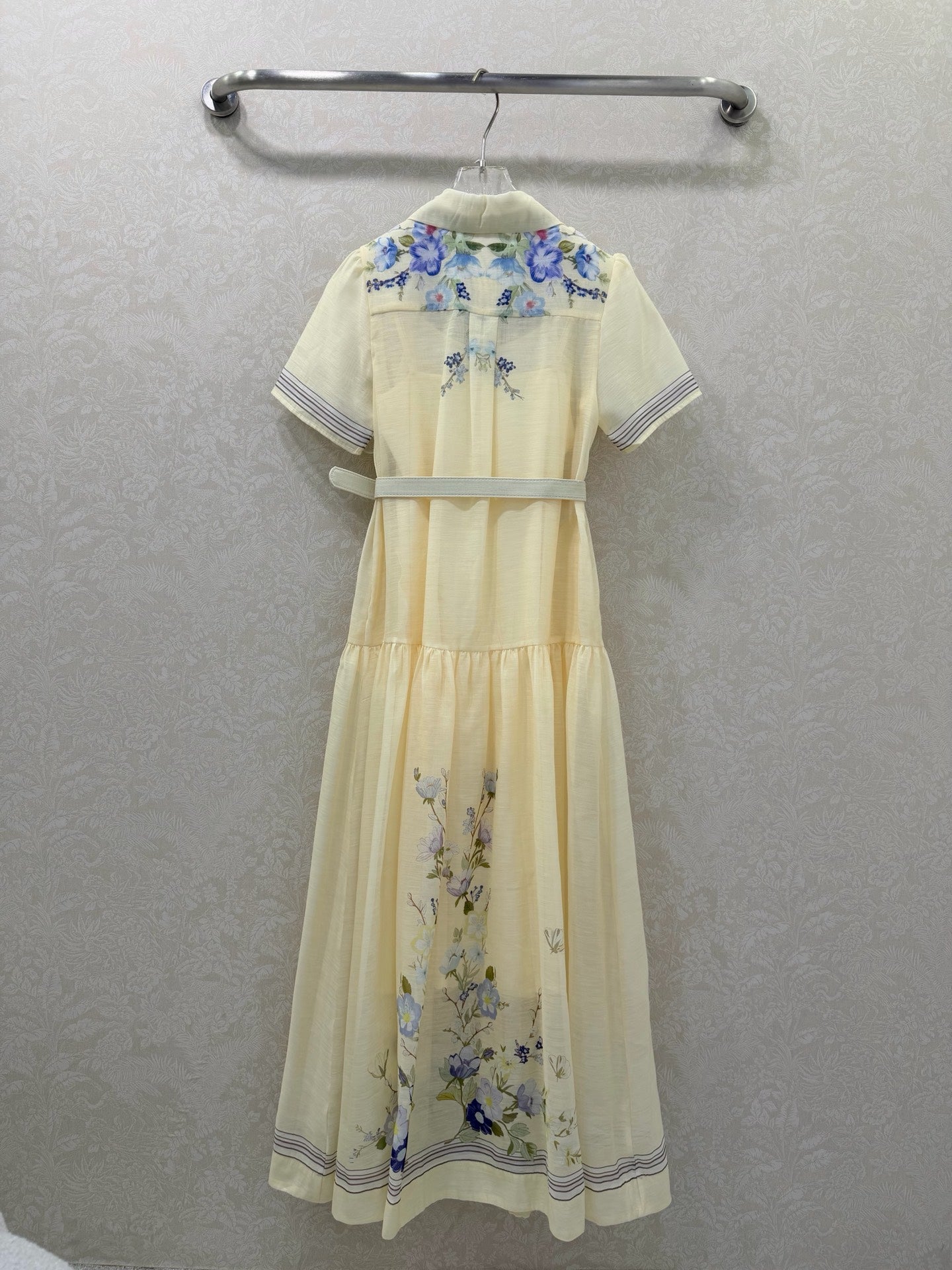 Zimmermann Organza Midi Dress Pale Yellow Floral Cotton 347221