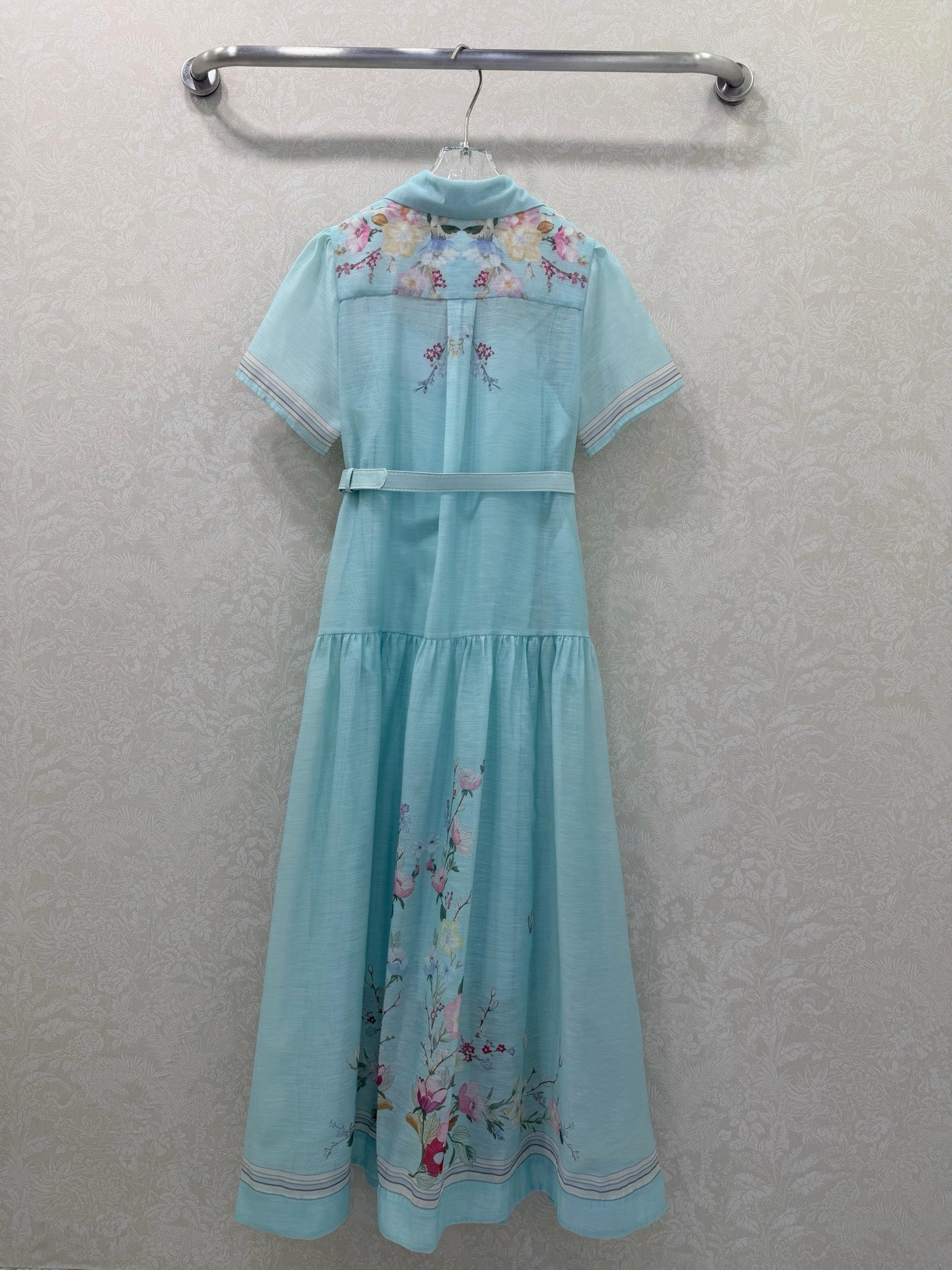 Zimmermann Organza Midi Dress Mint Floral Cotton 347220