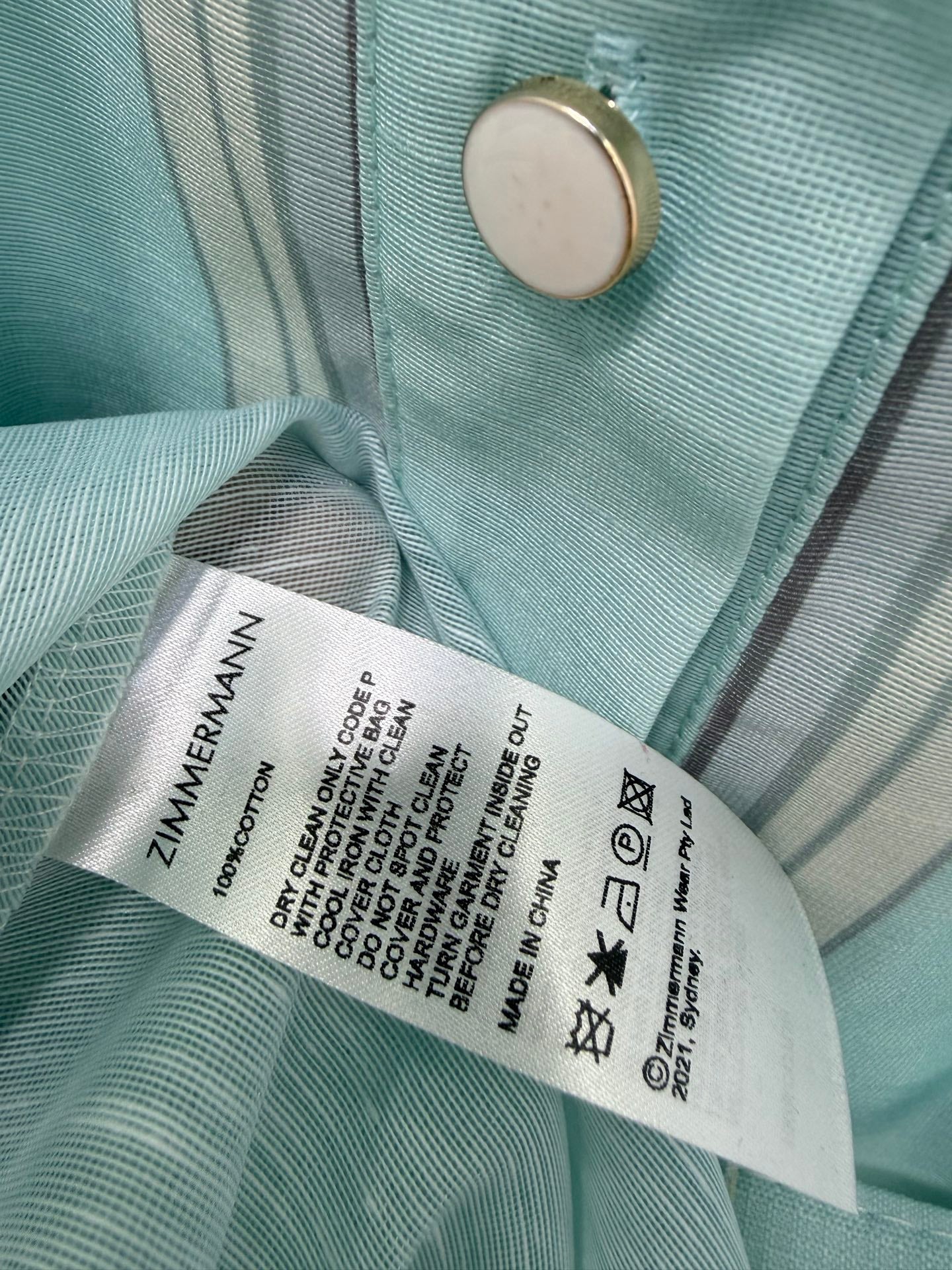 Zimmermann Organza Midi Dress Mint Floral Cotton 347220