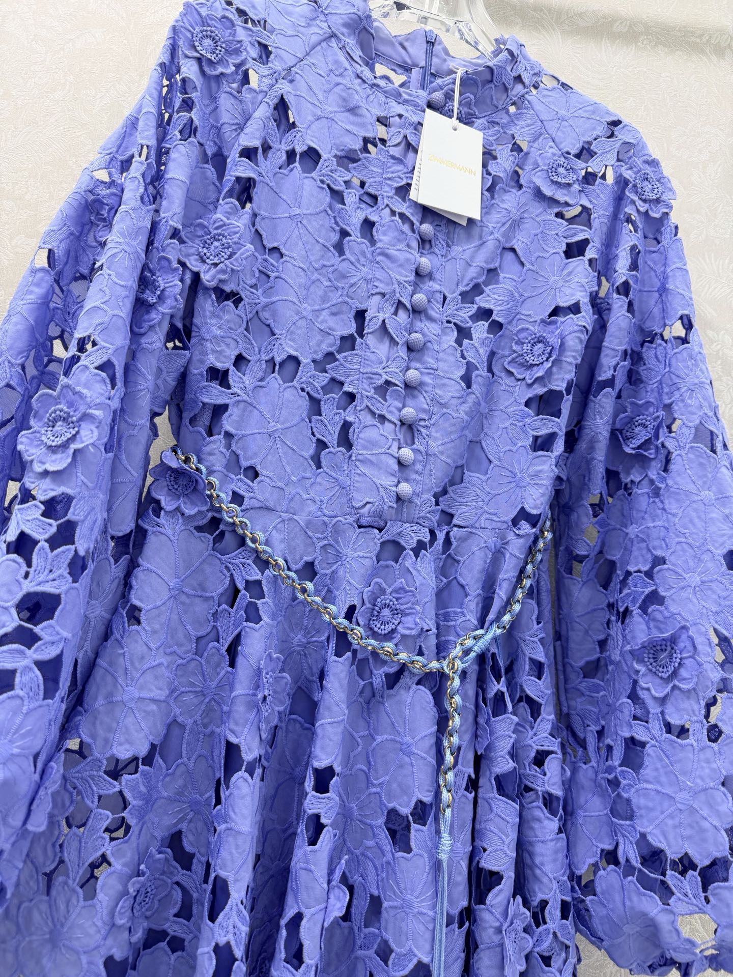 Zimmermann Patience Long Sleeve Dress Jacaranda Cotton 347217