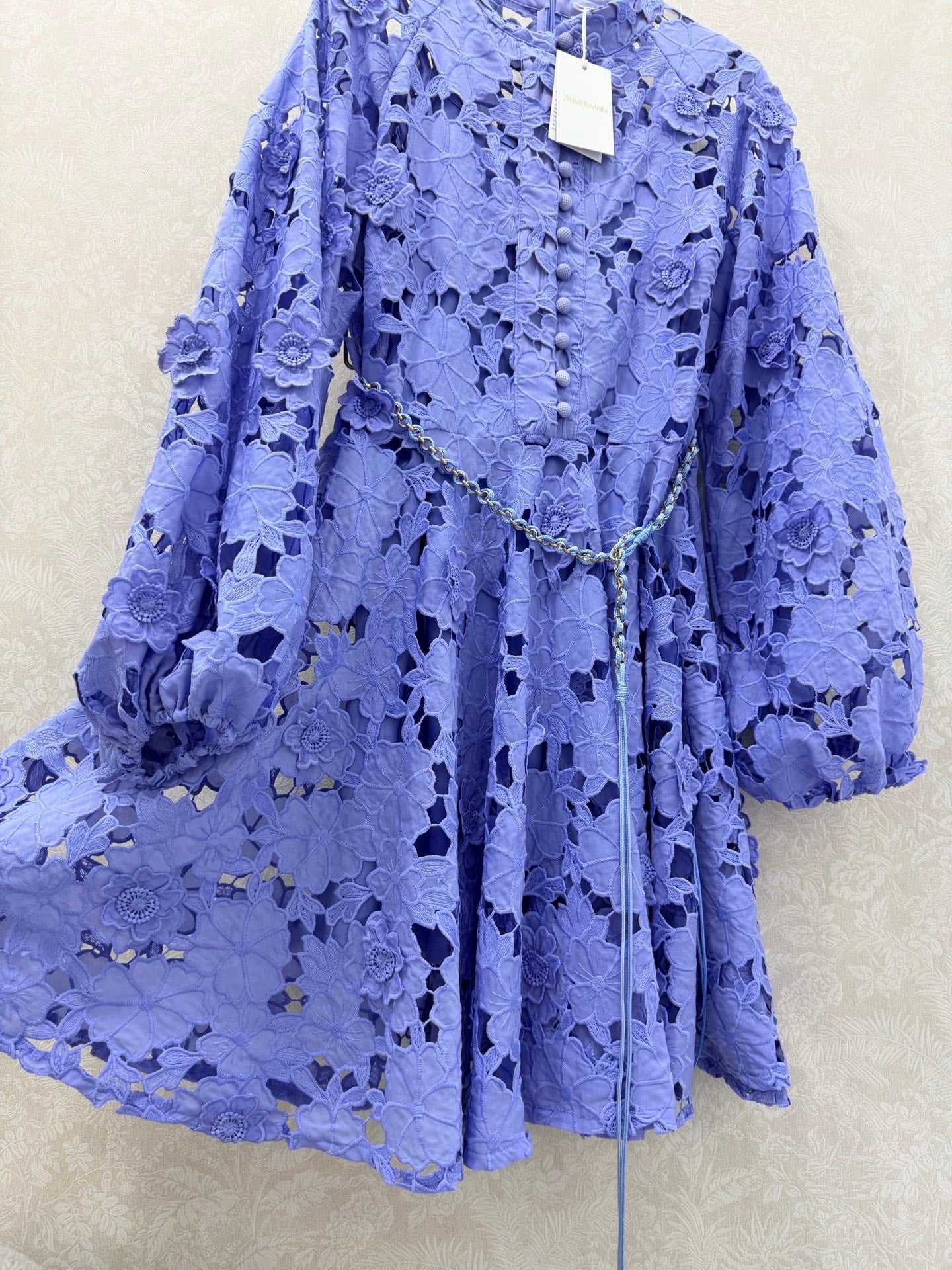 Zimmermann Patience Long Sleeve Dress Jacaranda Cotton 347217