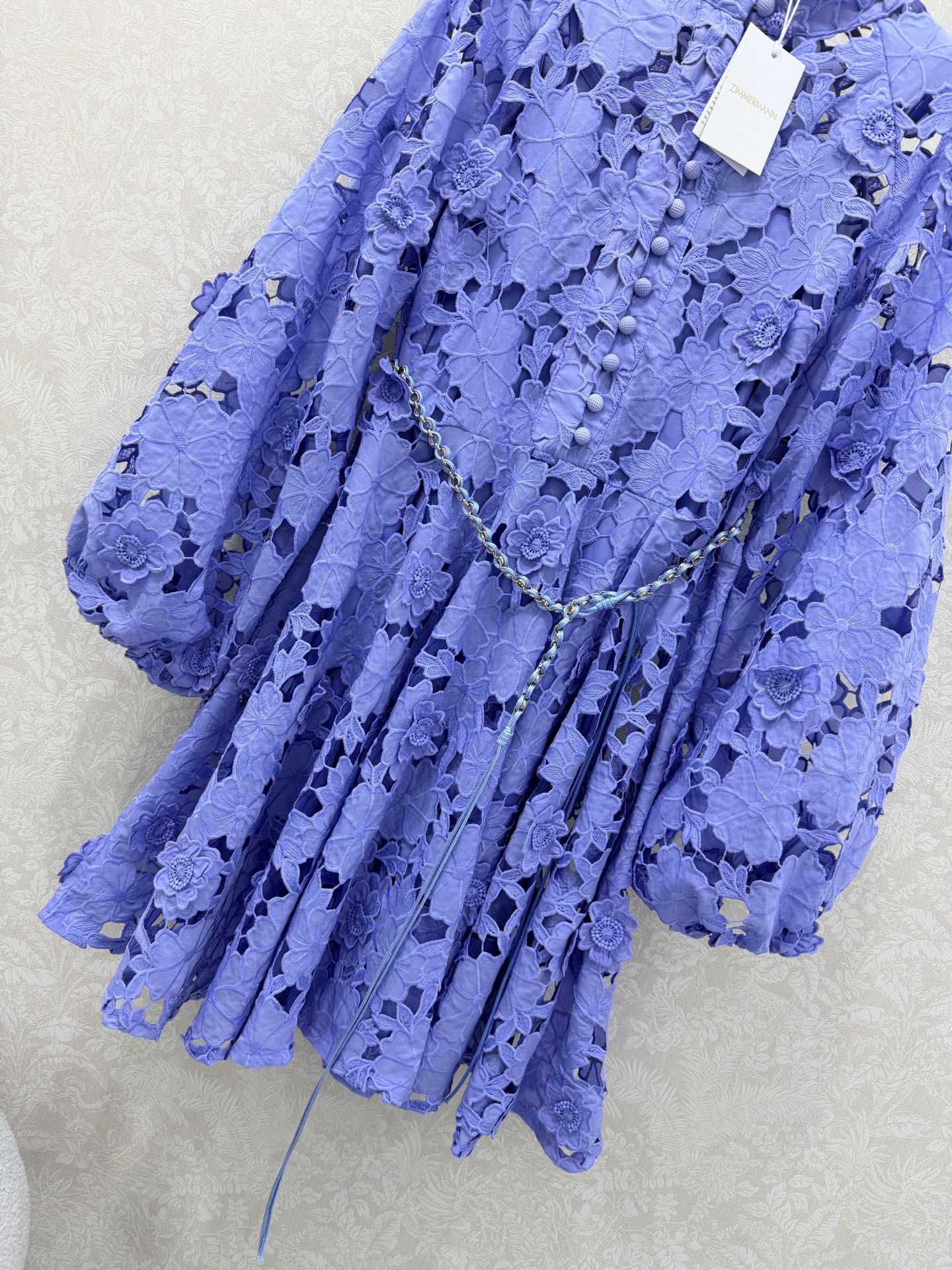 Zimmermann Patience Long Sleeve Dress Jacaranda Cotton 347217