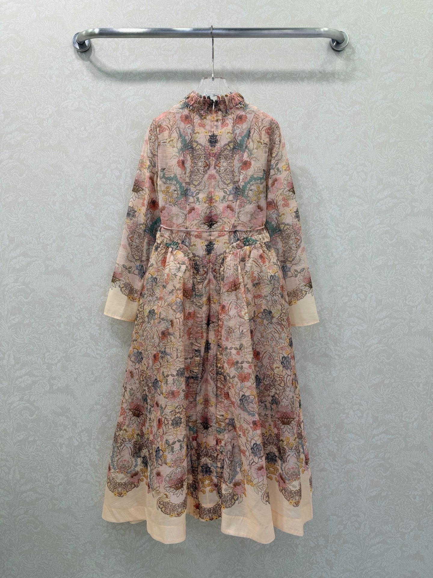 Zimmermann Rebellion Beaded Midi Dress Pink Blue Floral Cotton 347197
