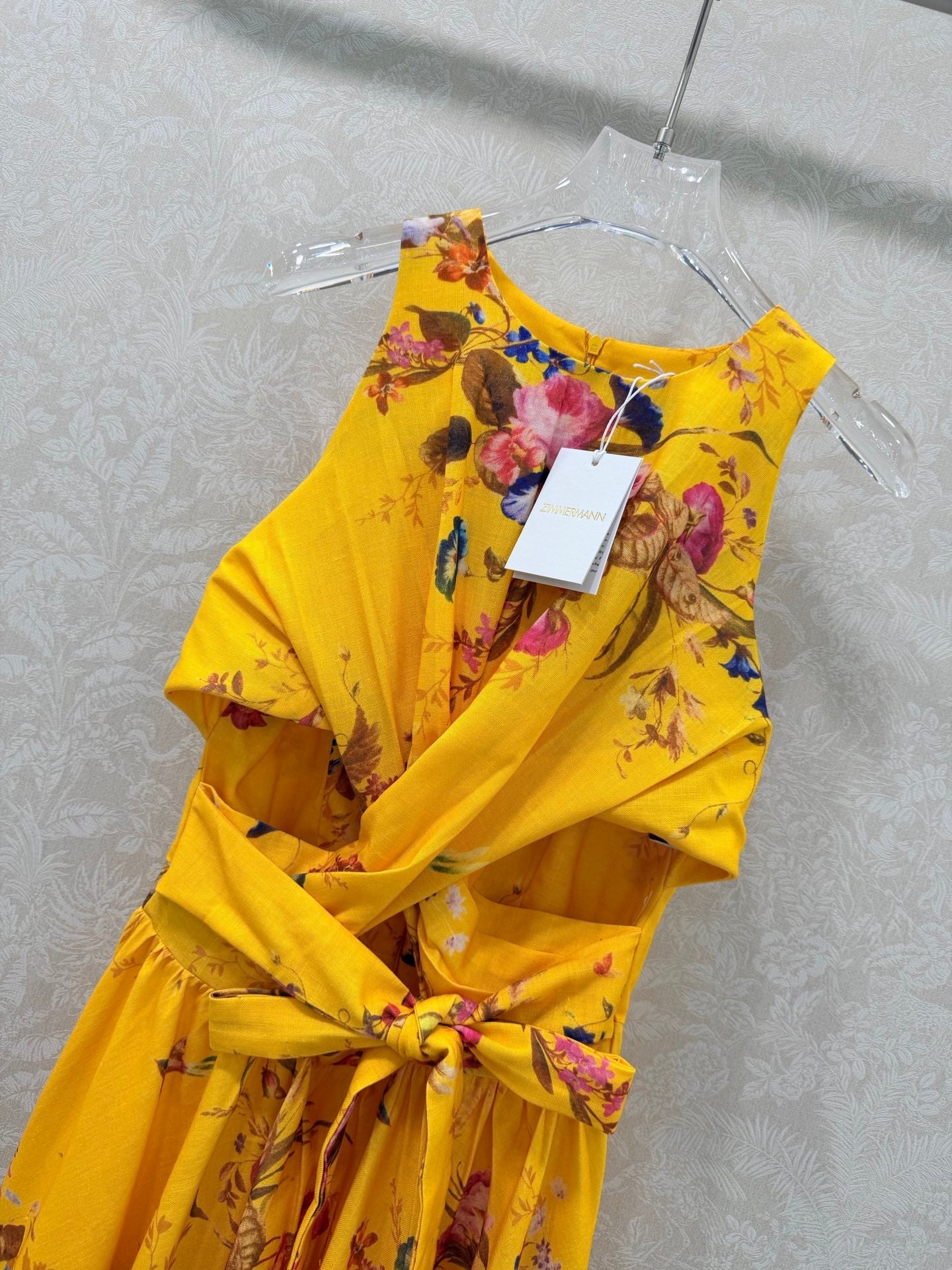 Zimmermann Patience Midi Dress Yellow Mustard Floral Cotton 347193