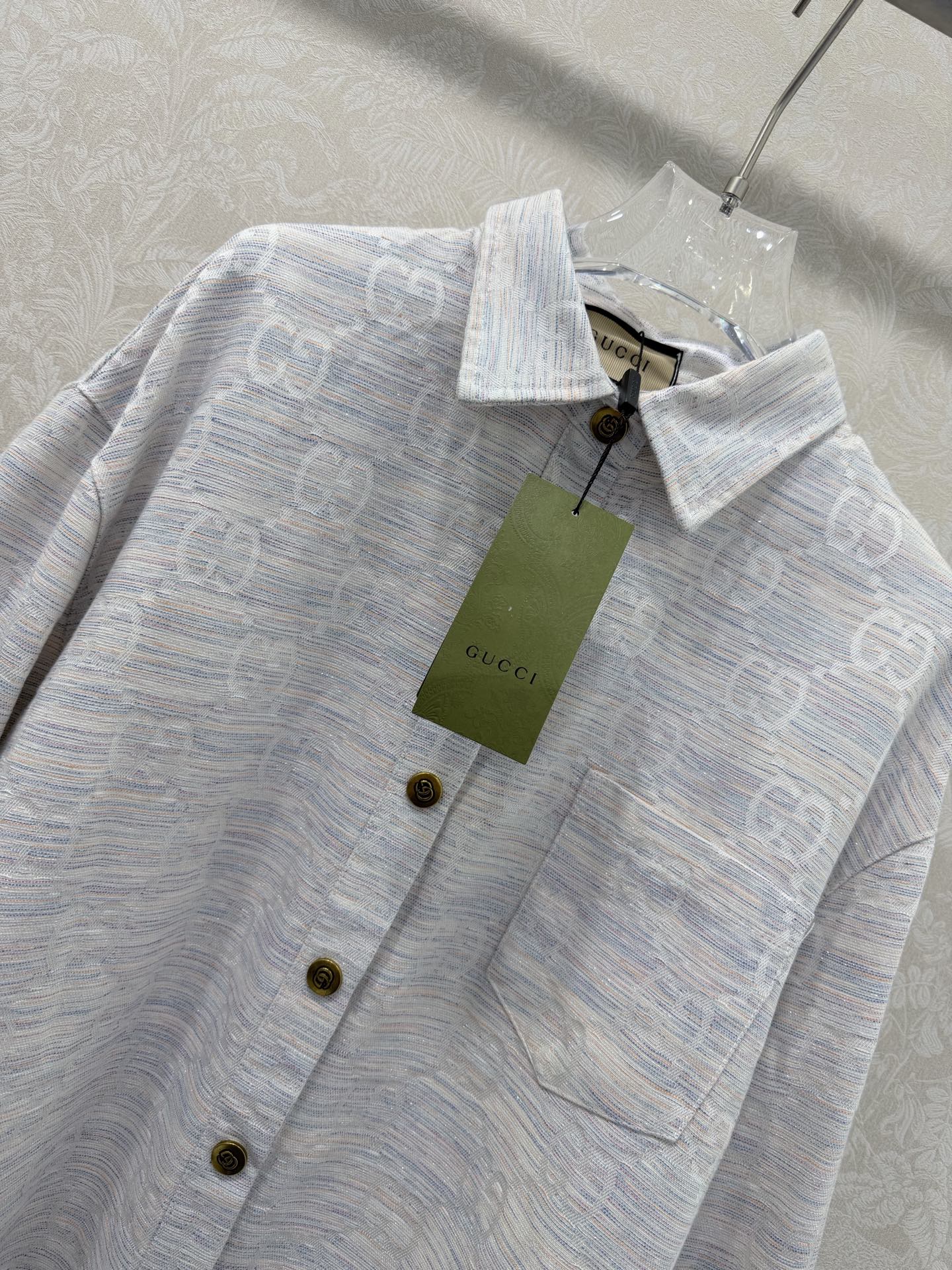 GG Double C Shirt Jacquard Light Grey Cotton Polyeste 353051