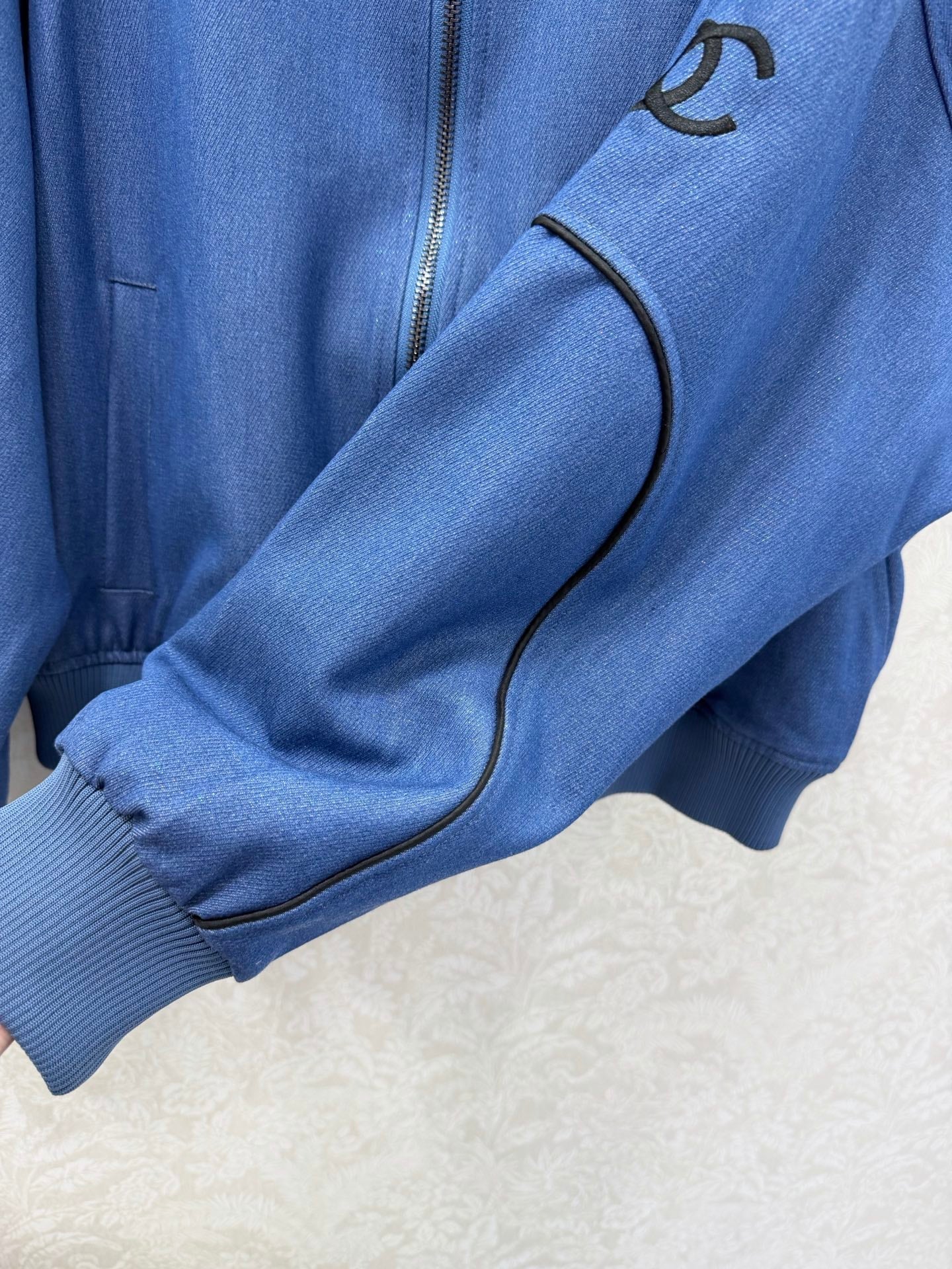 CC 26s Ribbed Collar and Stripe Jacket Blue Denim 353034
