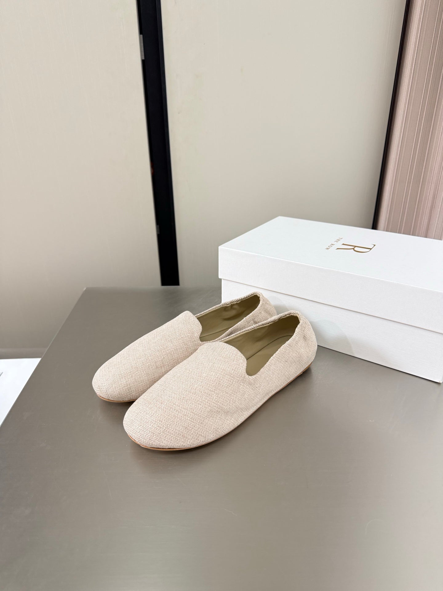 The Row Casa Ballet Flat Cream Canvas 872476