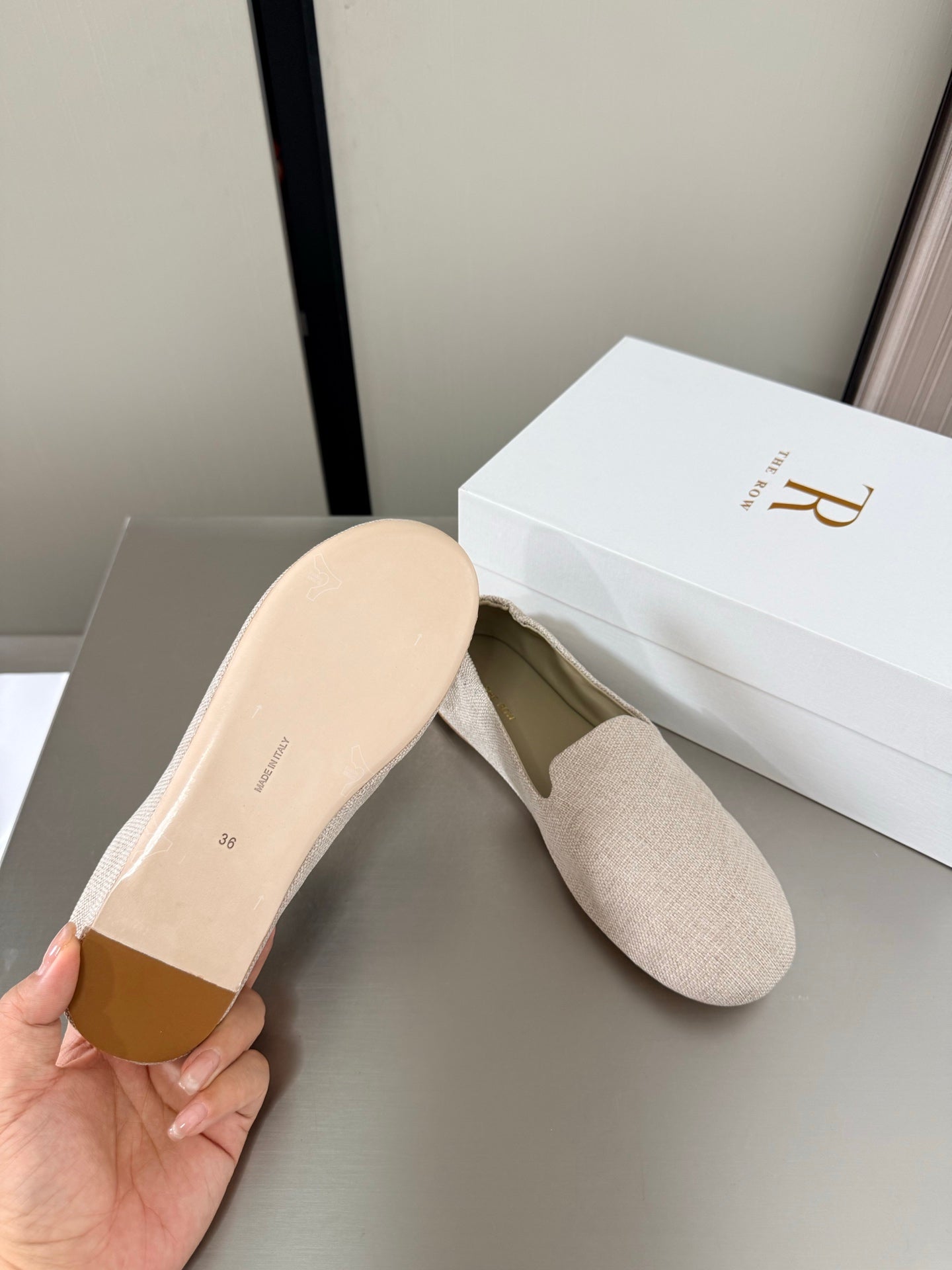 The Row Casa Ballet Flat Cream Canvas 872476