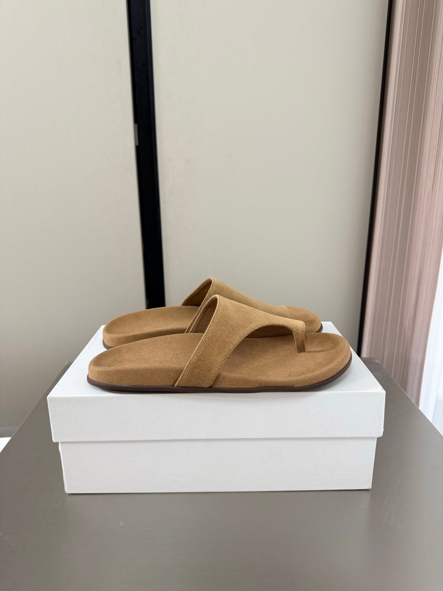 The Row Slip-on Sandals Beige Suede 872483