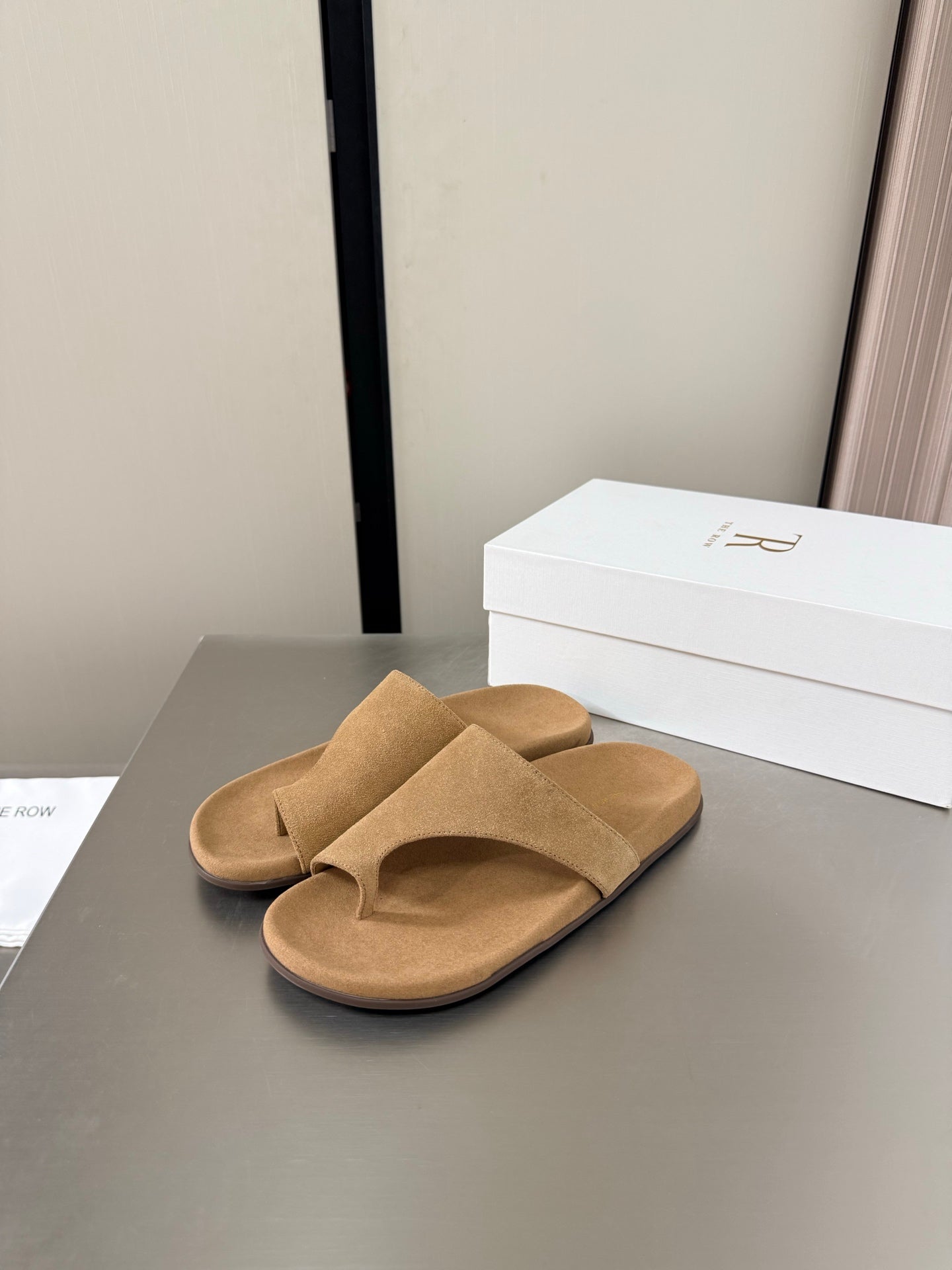 The Row Slip-on Sandals Beige Suede 872483