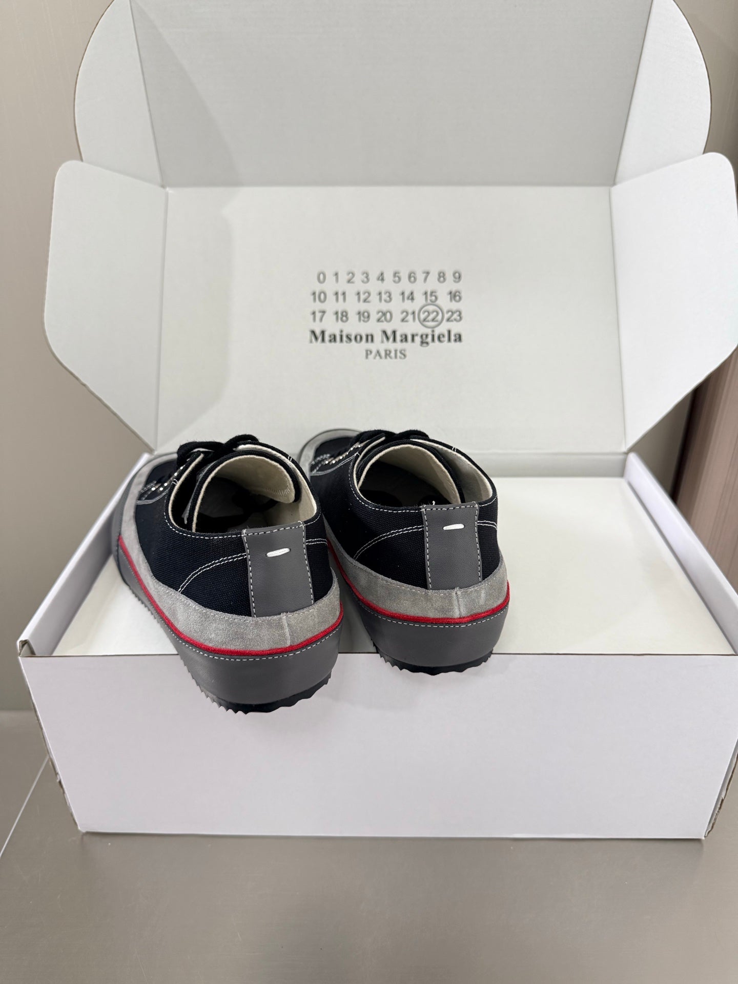 Maison Margiela Traveler Sneaker Black Grey Suede Canvas Sheeepskin 872470
