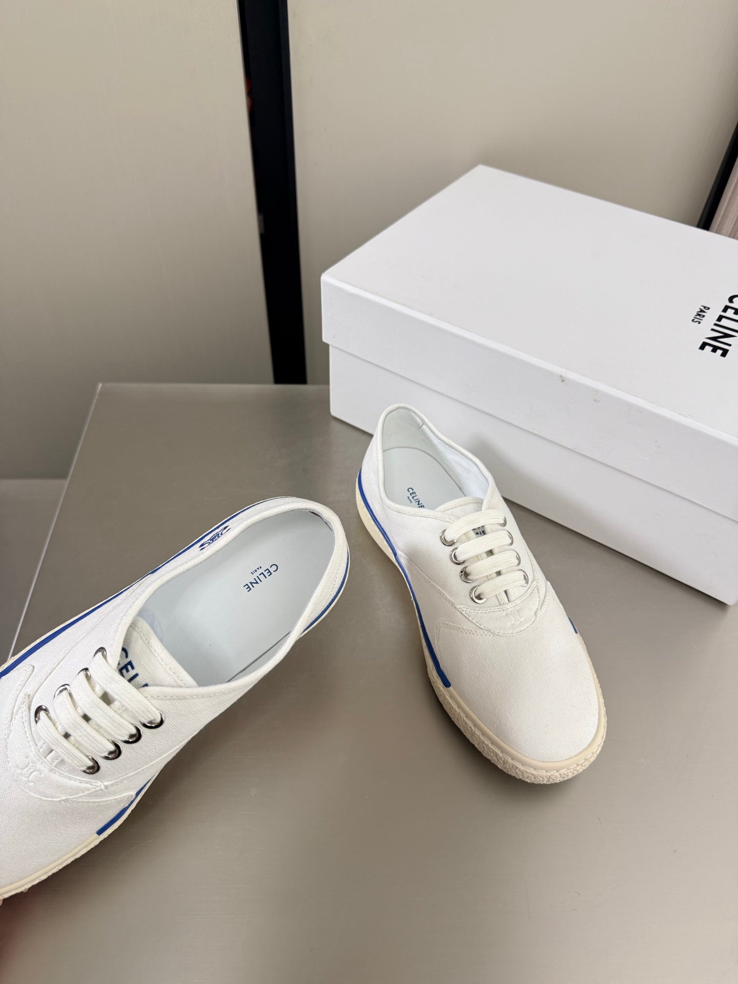 Celin 26s Alan Sneaker White Canvas And Suede Calfskin 929845