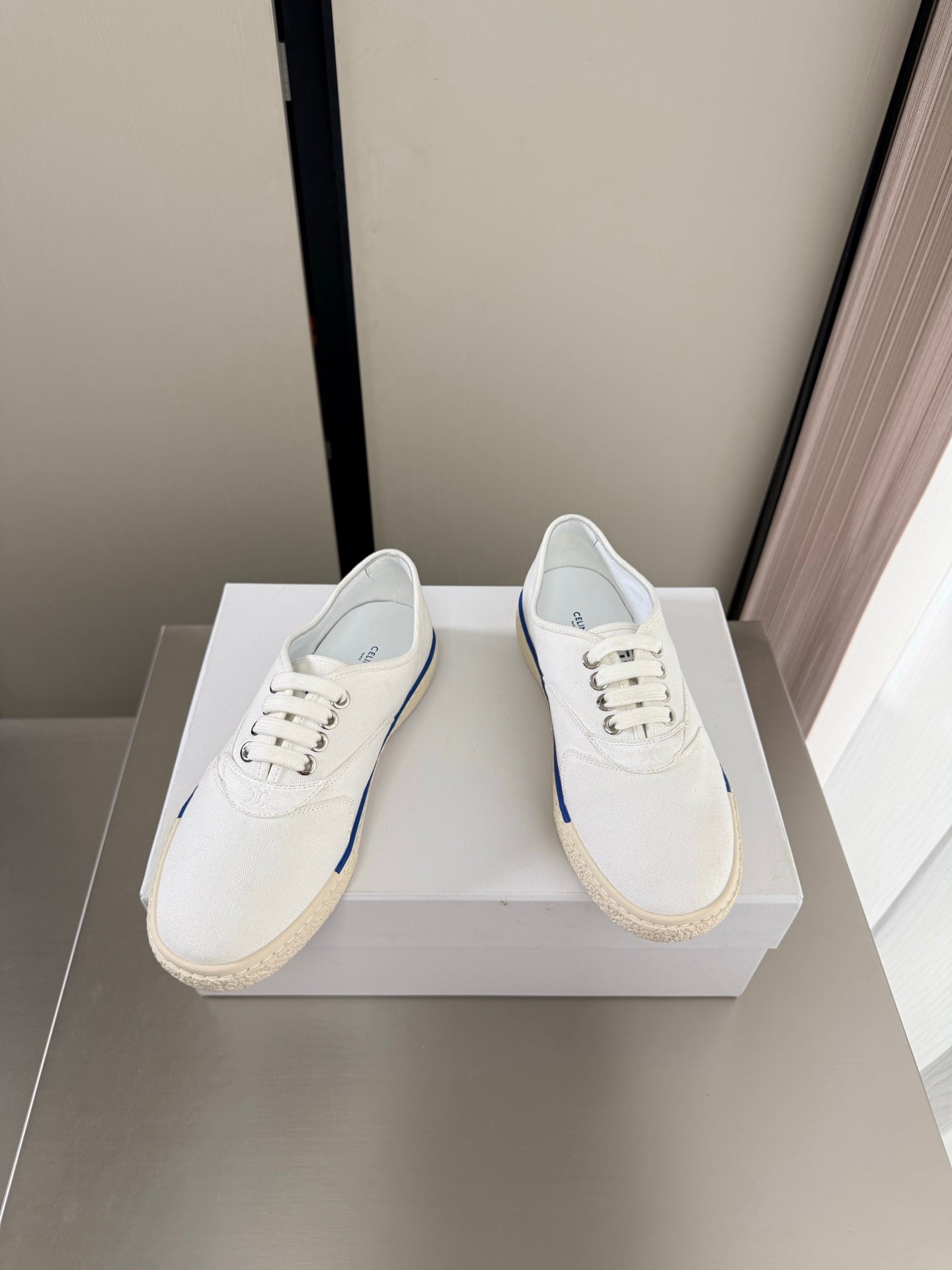 Celin 26s Alan Sneaker White Canvas And Suede Calfskin 929845