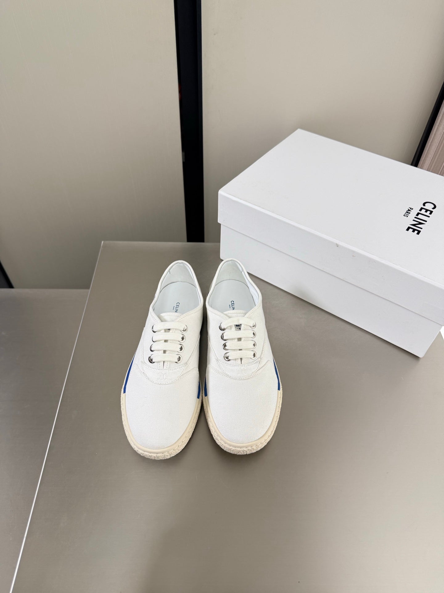 Celin 26s Alan Sneaker White Canvas And Suede Calfskin 929845