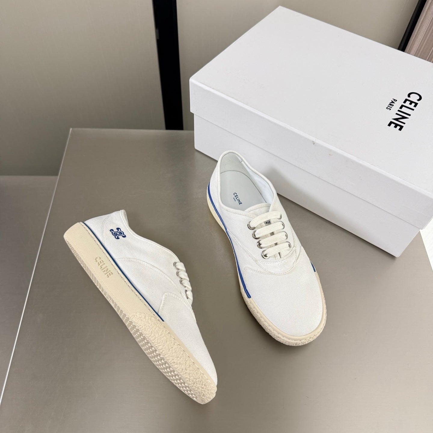 Celin 26s Alan Sneaker White Canvas And Suede Calfskin 929845
