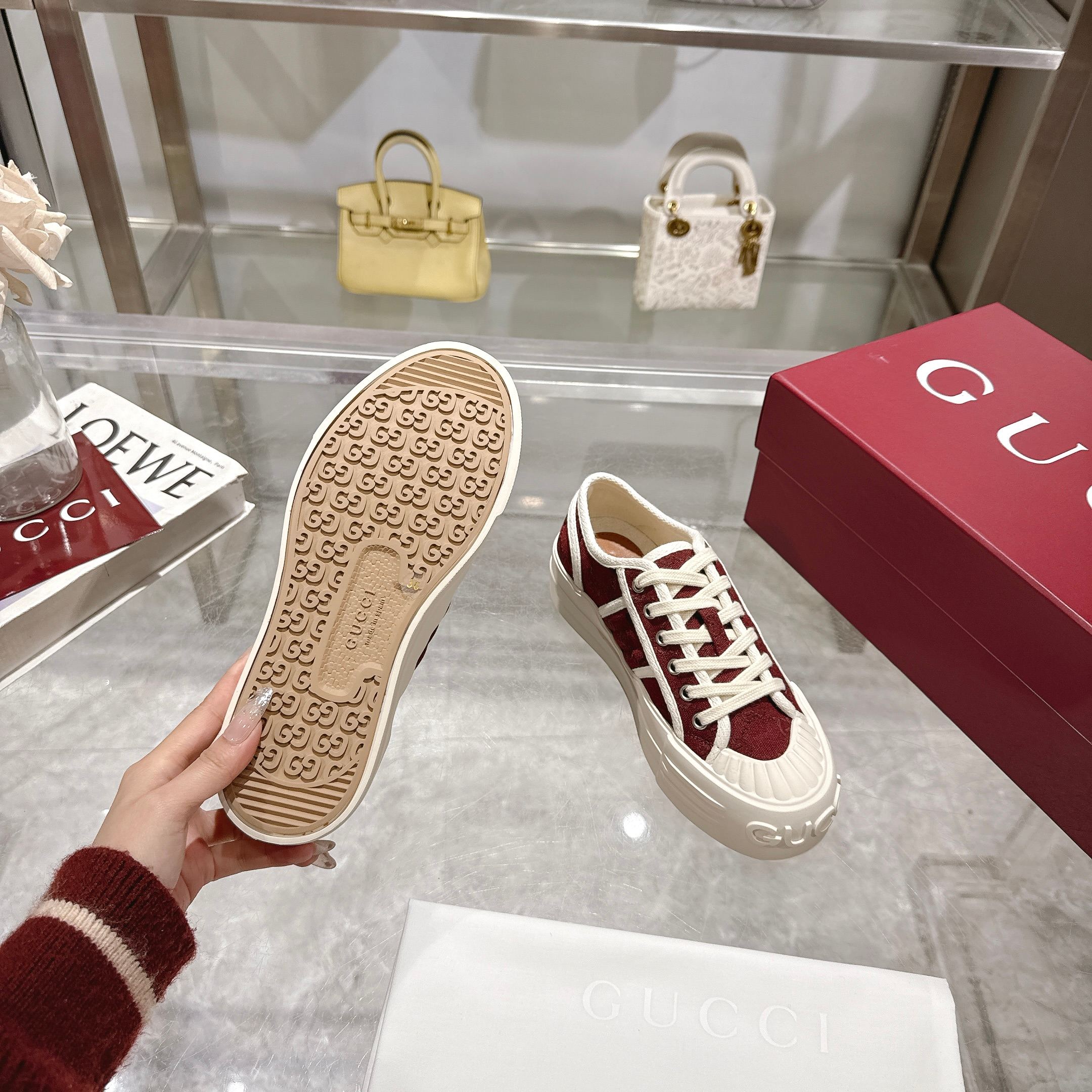 GG Chunky Sneaker 35mm Red White Canvas 457443