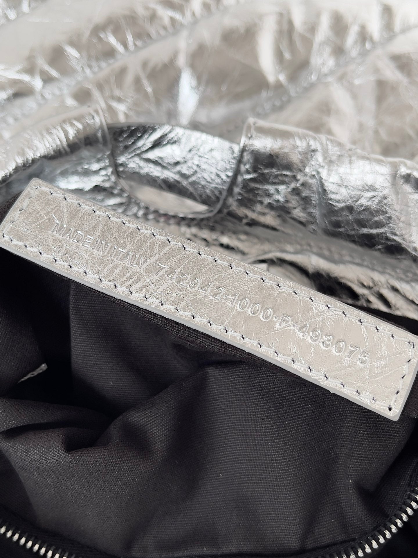 CRUSH SMALL TOTE BAG 26 IN SILVER QUILTED CALFSKIN SILVER HARDWARE