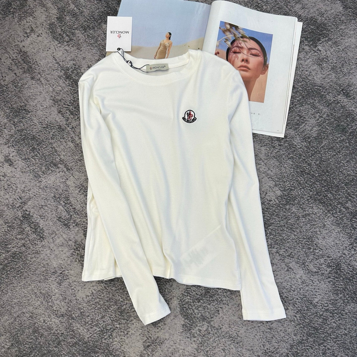 Moncler 26s Top Long Sleeve T-Shirt White Cotton 430621