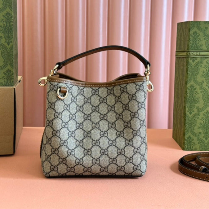 Gucci Ophidia 20.5cm Bag Ebony Brown Canvas 248565