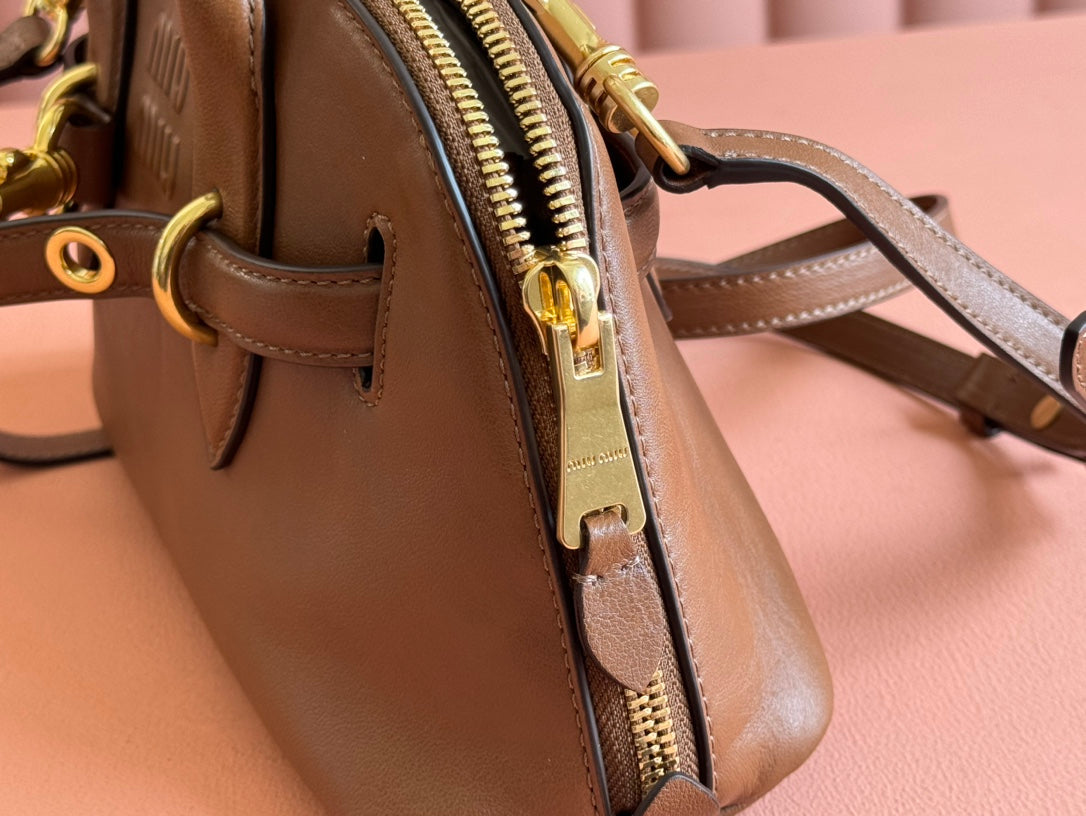 Briarwood Aventure Nappa Leather Top-handle Bag 28cm Brown 231057