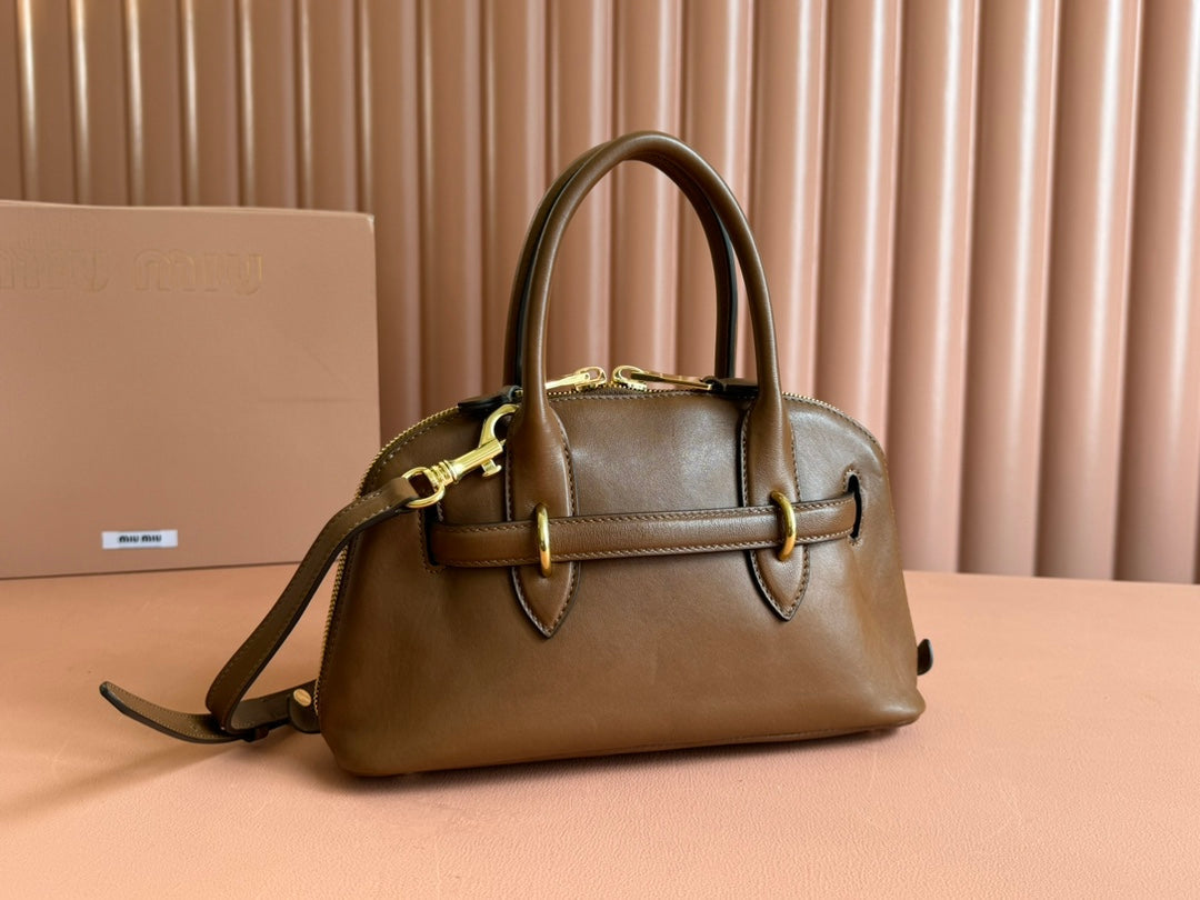 Briarwood Aventure Nappa Leather Top-handle Bag 28cm Brown 231057