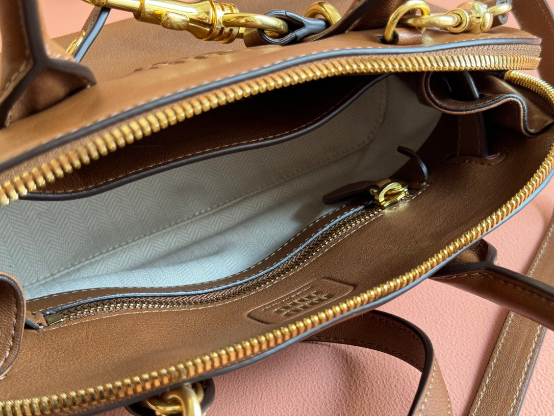 Briarwood Aventure Nappa Leather Top-handle Bag 28cm Brown 231057