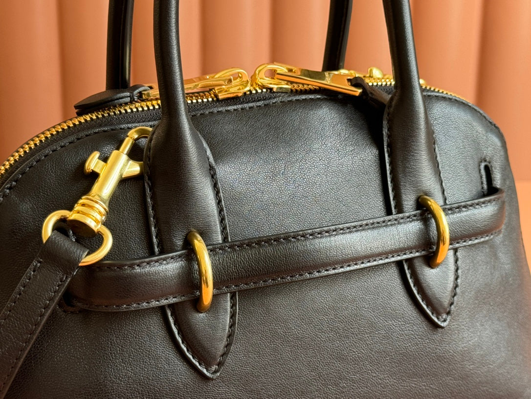 Briarwood Aventure Nappa Leather Top-handle Bag 28cm Black 231056