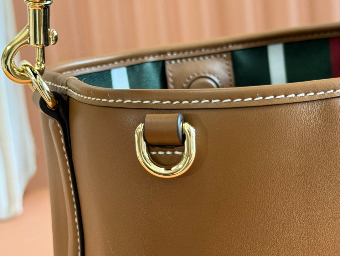 Gucci Emblem Mini Bucket Bag Brown Calfskin 244426