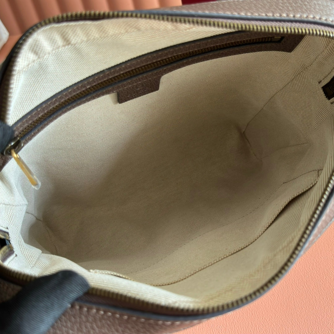 Gucci Ophidia GG Small Messenger Bag Ebony Brown Canvas Leather