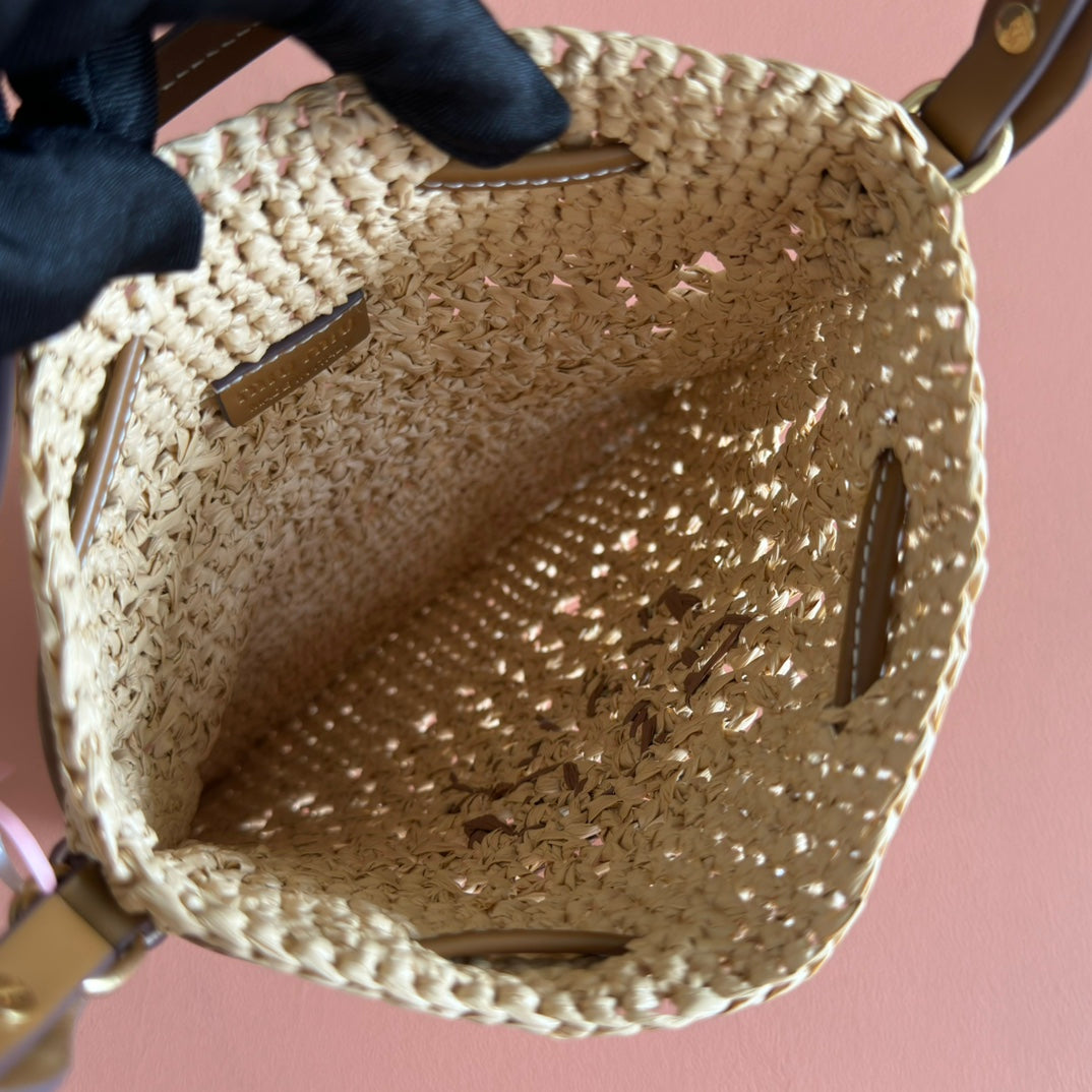 Miu Mini-Bag Beige Brown Woven Raffia 255459