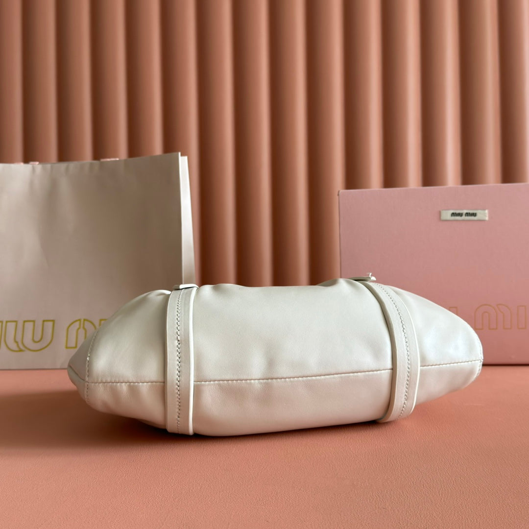 Miu Joie Shoulder Bag White Nappa Leather