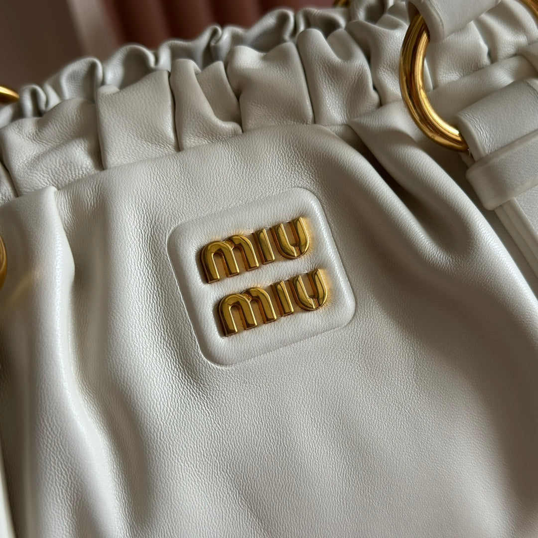 Miu Joie Shoulder Bag White Nappa Leather