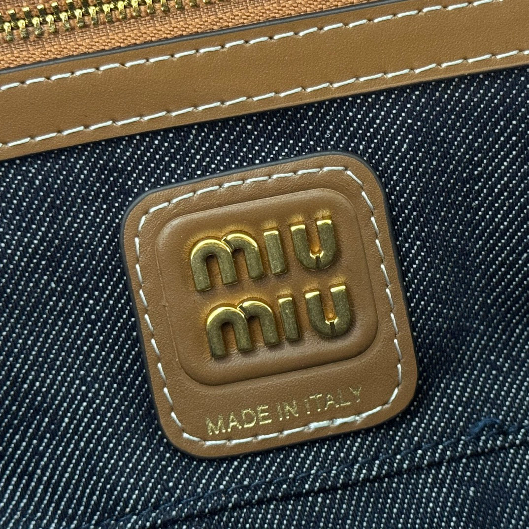 Miu Beau Small Bag 28cm Dark Blue Cotton 257970
