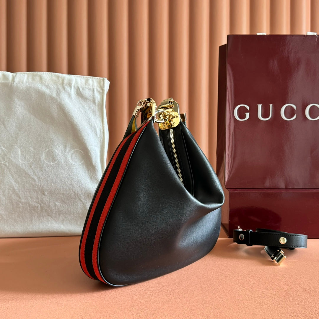 Gucci Attache Large Shoulder Bag 35cm Black Leather