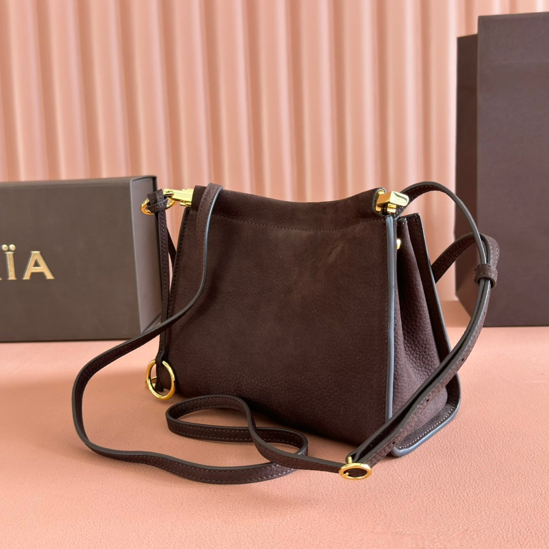 Alaia Small Le Click Square Shoulder Bag 20cm Dark Brown Cowhide