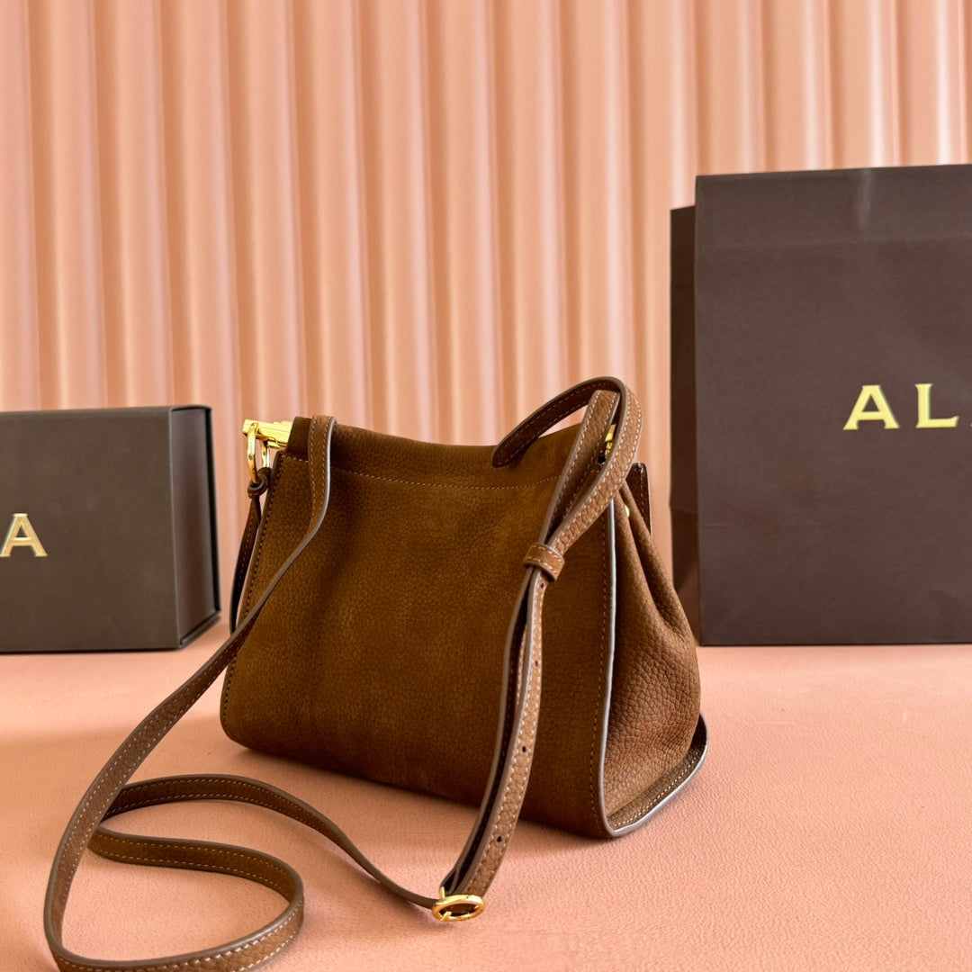 Alaia Small Le Click Square Shoulder Bag 20cm Brown Cowhide