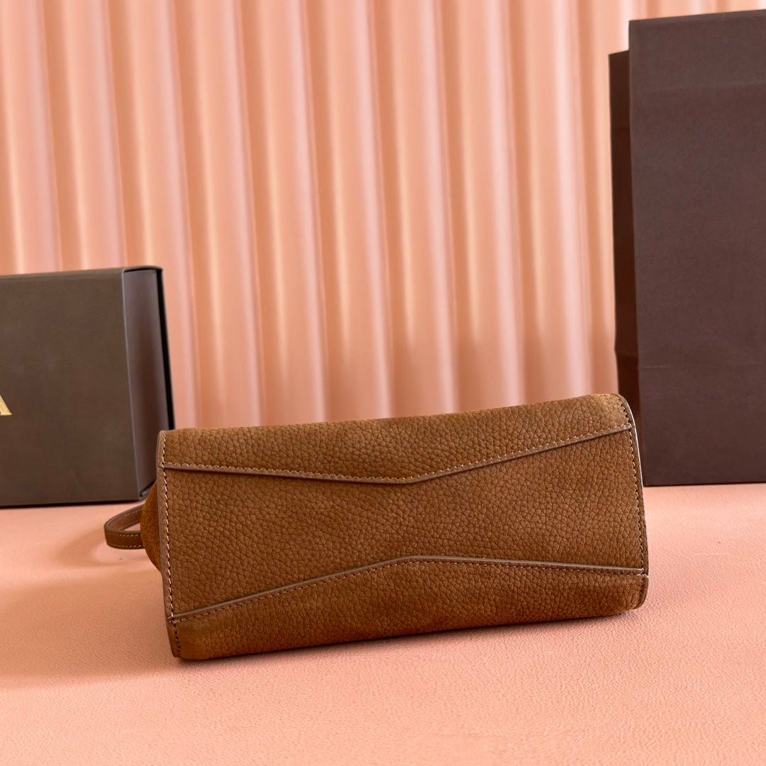 Alaia Small Le Click Square Shoulder Bag 20cm Brown Cowhide