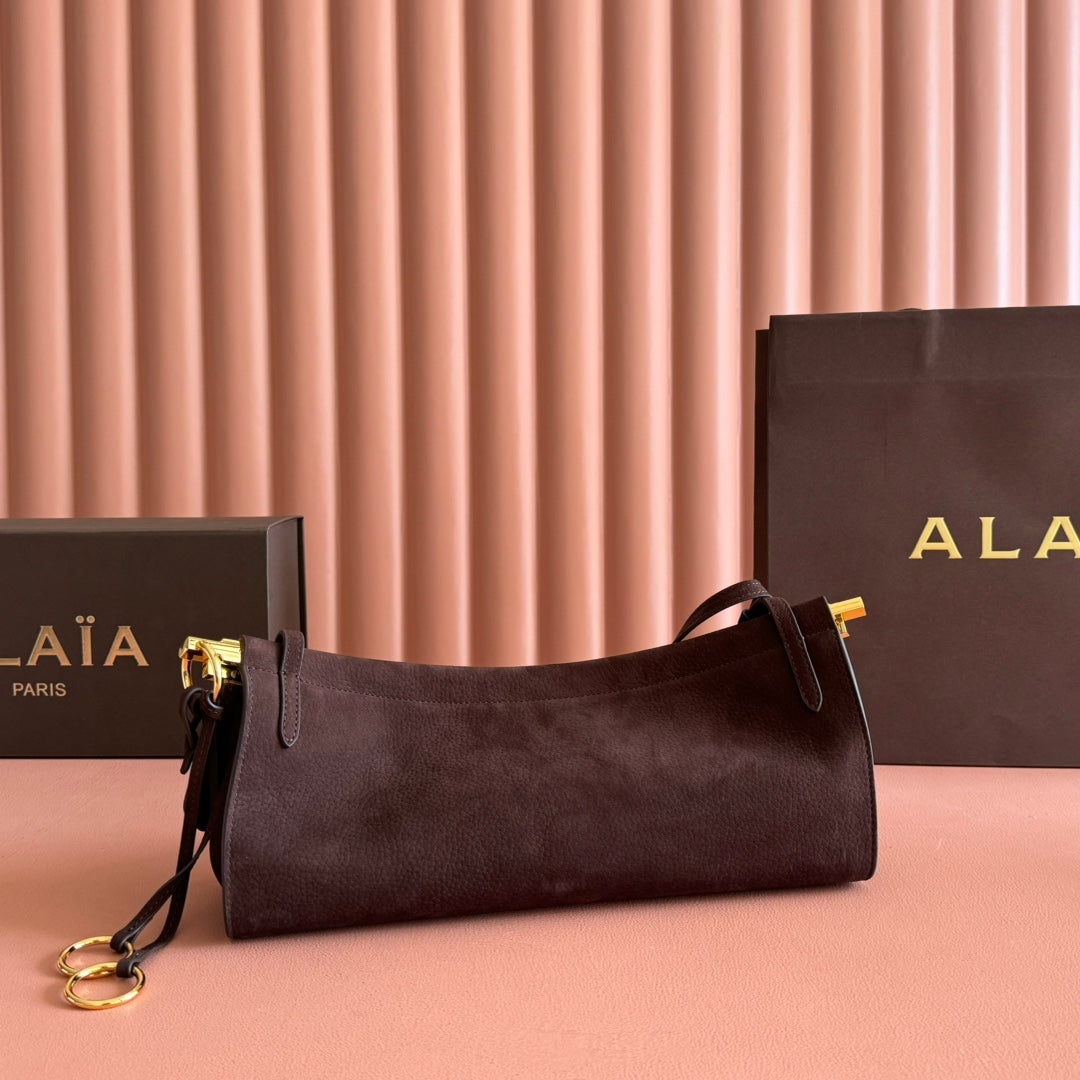 Alaia Le Click East West Medium Bag 30cm Dark Brown mix Burgundy Cowhide
