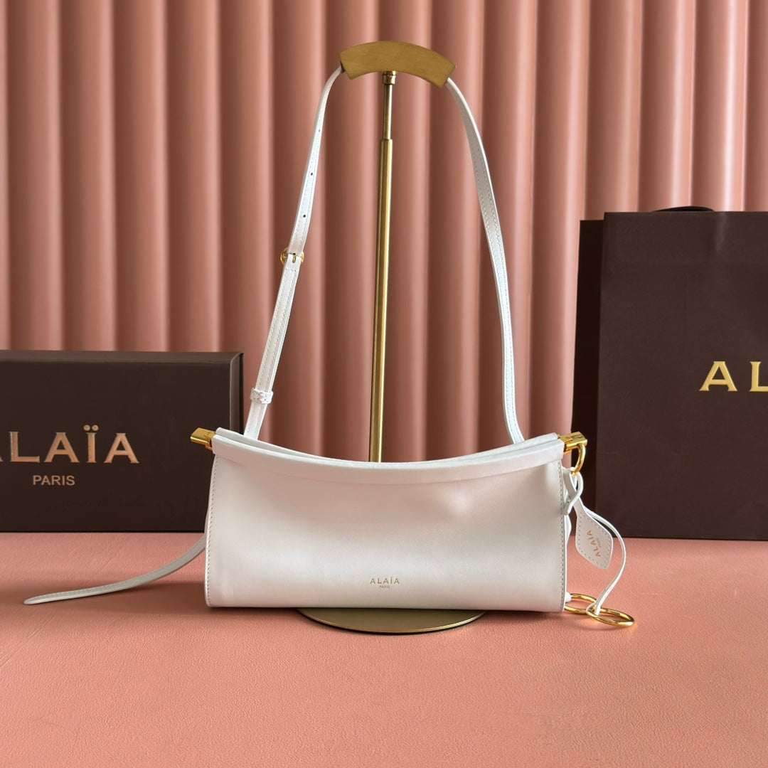 Alaia Le Click East West Small Bag 25cm White Calfskin