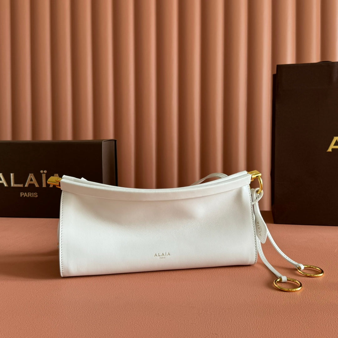 Alaia Le Click East West Small Bag 25cm White Calfskin