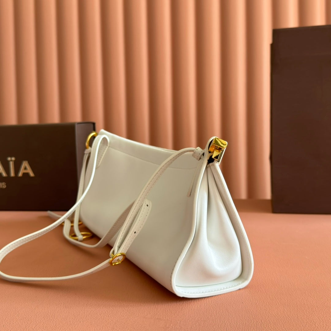 Alaia Le Click East West Medium Bag 30cm White Calfskin