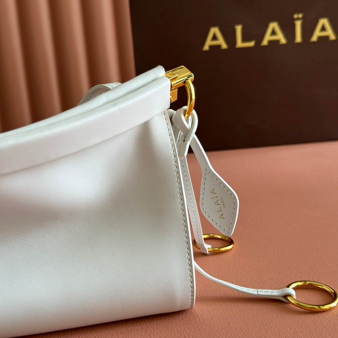 Alaia Le Click East West Medium Bag 30cm White Calfskin