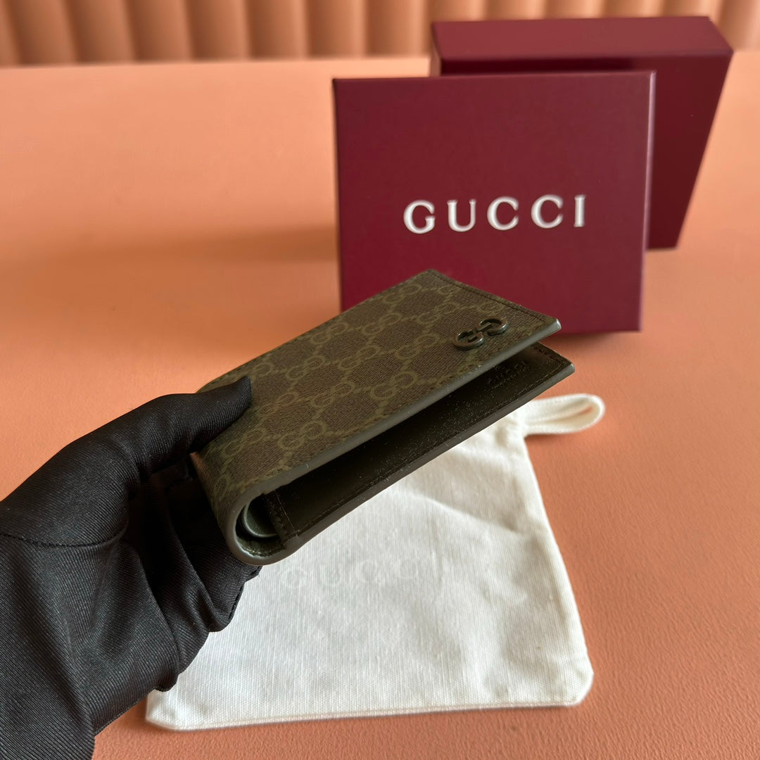 GG Monogram Bi-Fold Wallet Forest Green Fabric