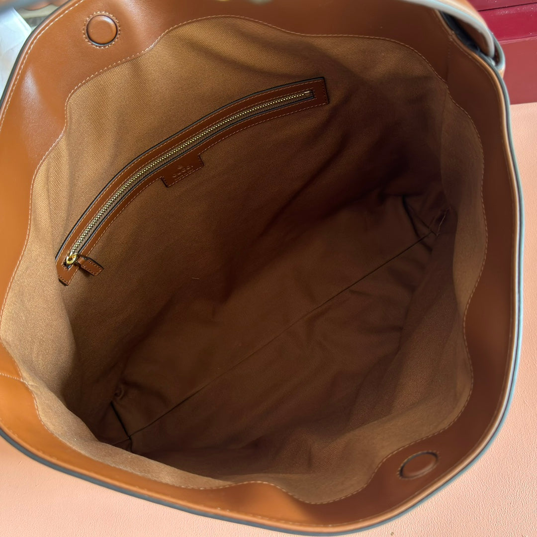 GG Beatrix Large Tote Bag Brown Smooth Leather GHW 272136