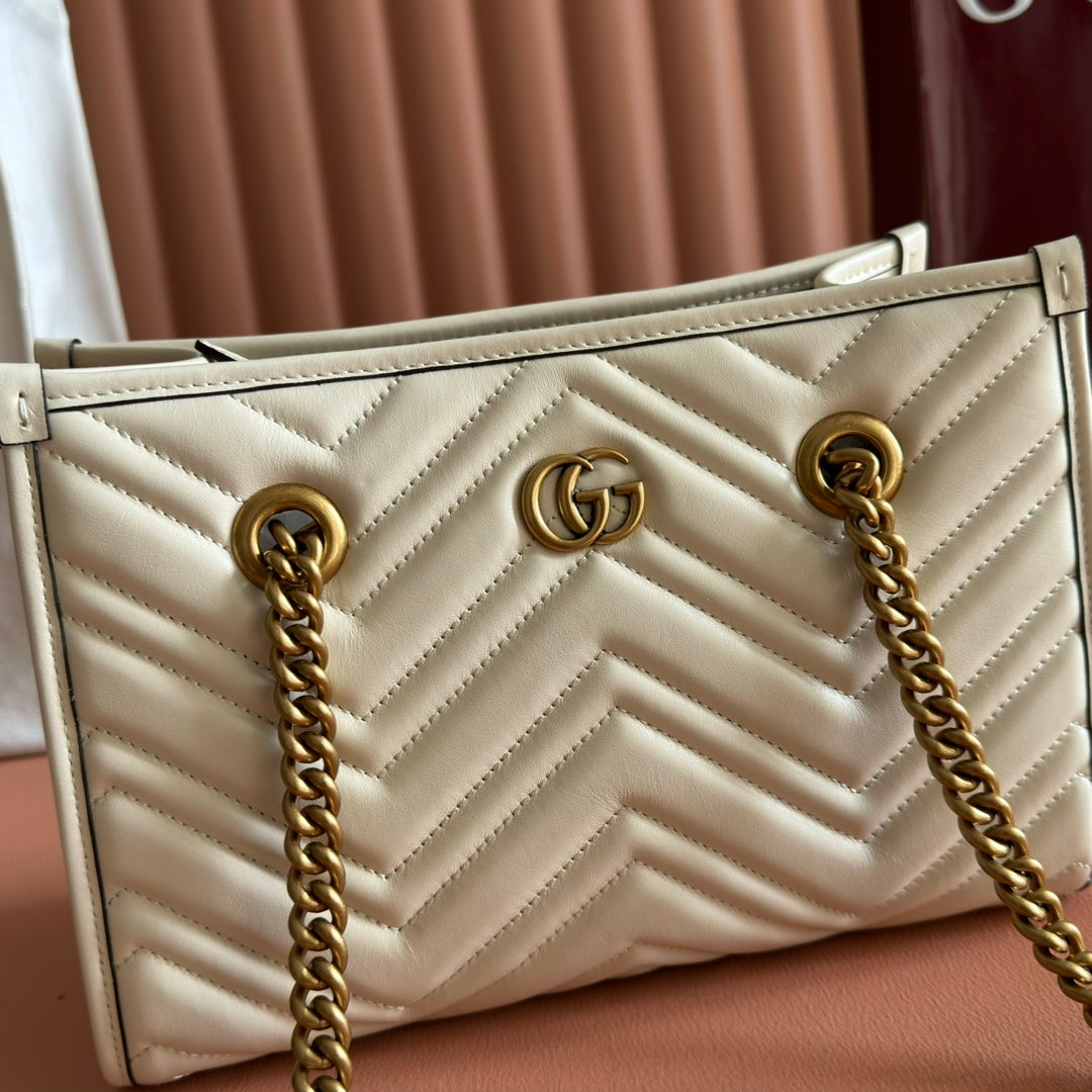 GG Marmont Matelasse Tote Beige Leather 271804
