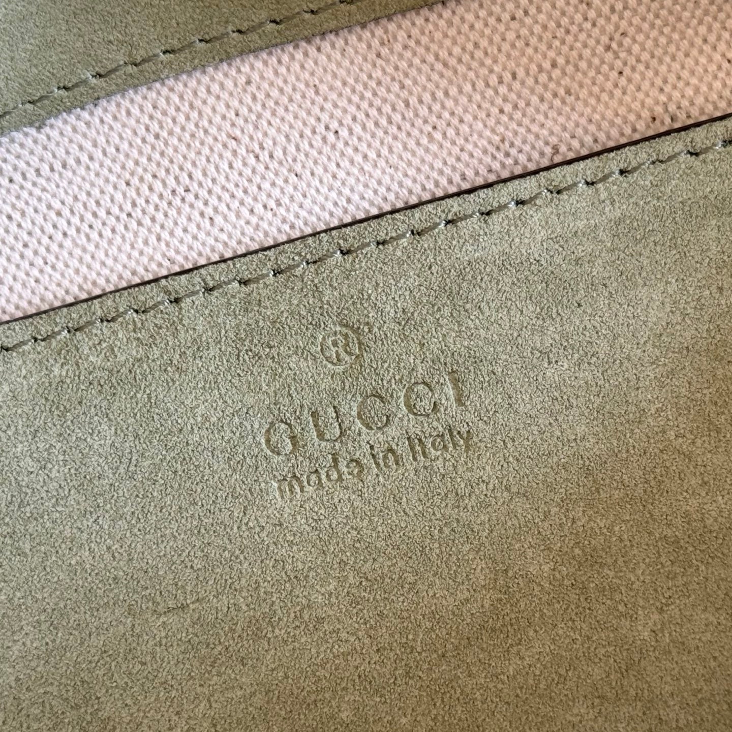 GG Medium Shoulder Bag With Chain Light Olive Green GG Suede