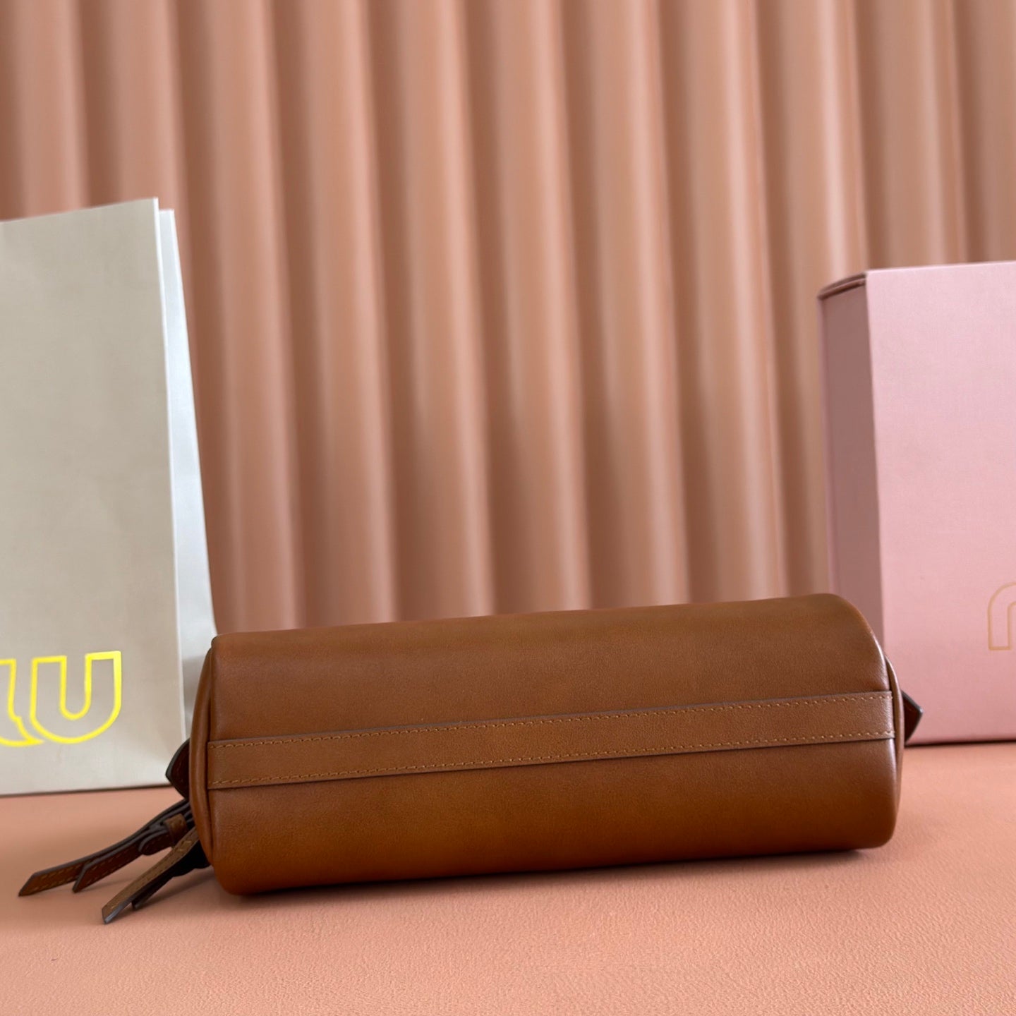 Miu Caprice Clutch Camel Leather 280752