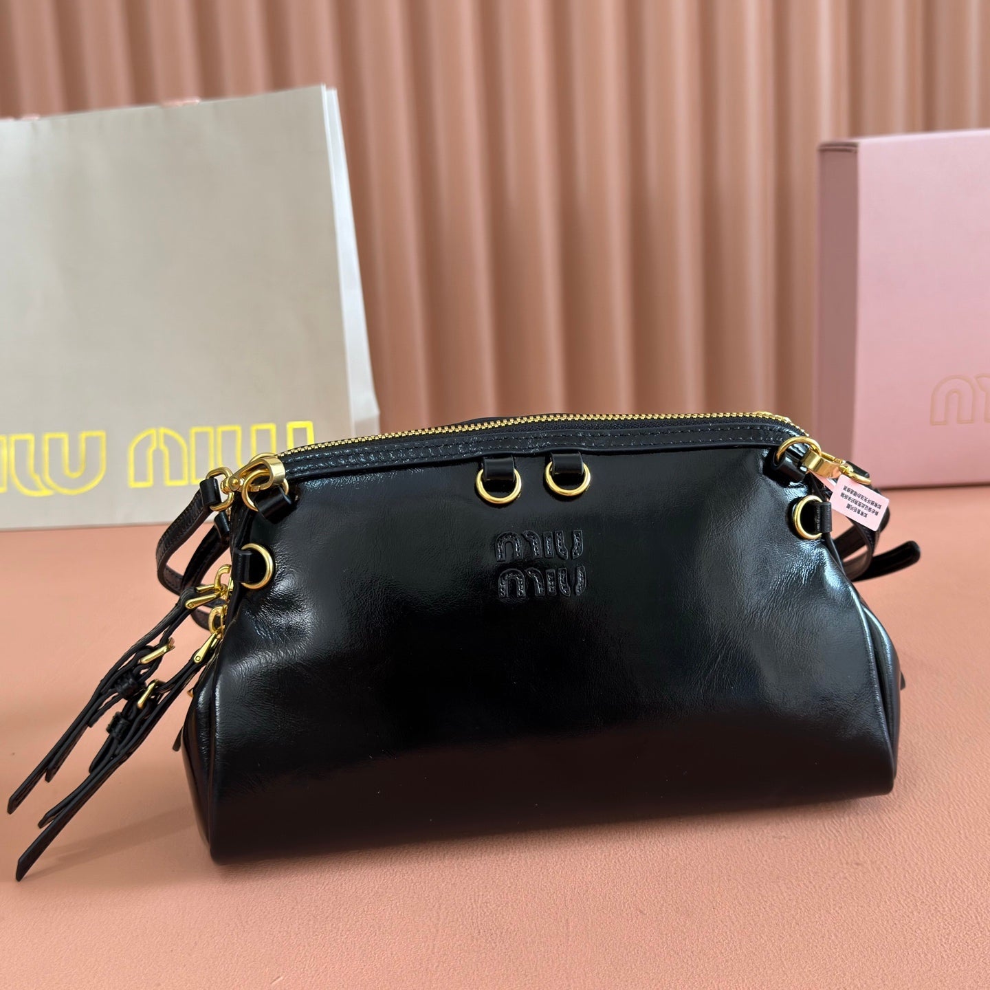 Miu Caprice Clutch  Black Leather 280753