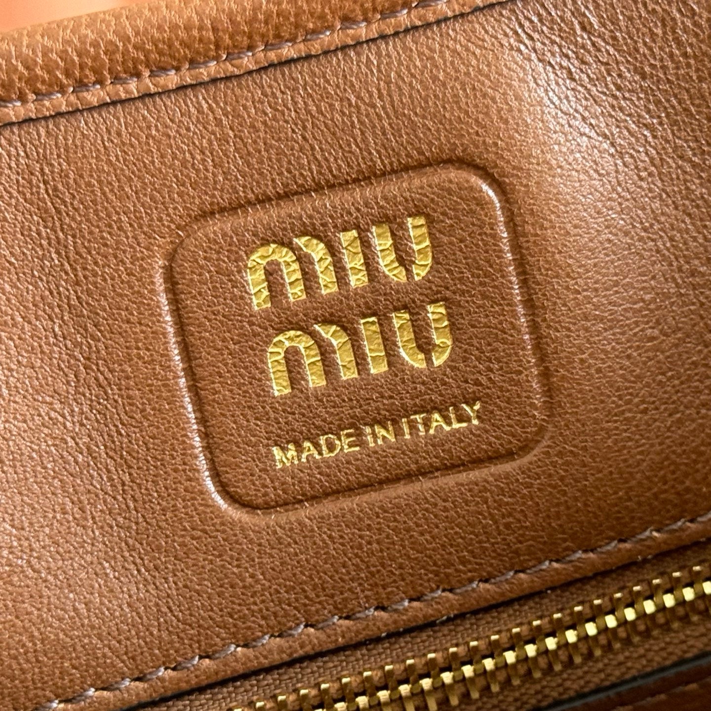 Miu 5BE101 Pouch Tan Brown Cowhide 285393